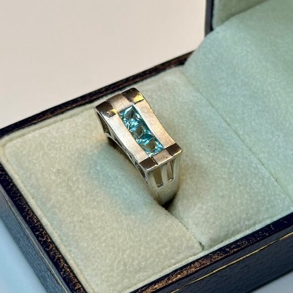 Sterling Silver Blue Topaz Ring Size 5.5 - Picture 1 of 5